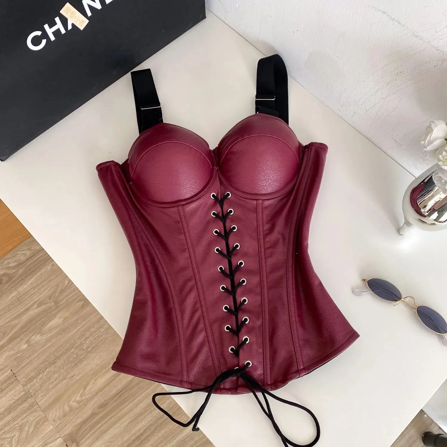 Sexy Off Shoulder Bandage Chic Crop Top Corset Bustier Fashion Camis Autumn Slim Fit Women Tank Top