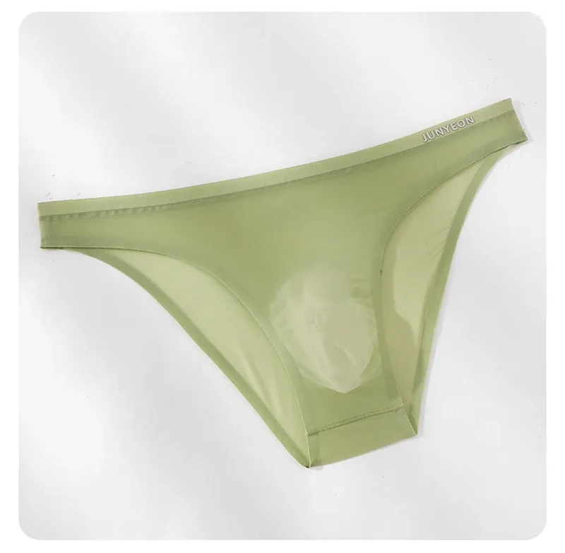 Seamless Quick Drying Men Briefs Underwear Solid Color Ice Silk Ultra-thin Underpants Sexy Breathable 3D Pouch Panties Undies