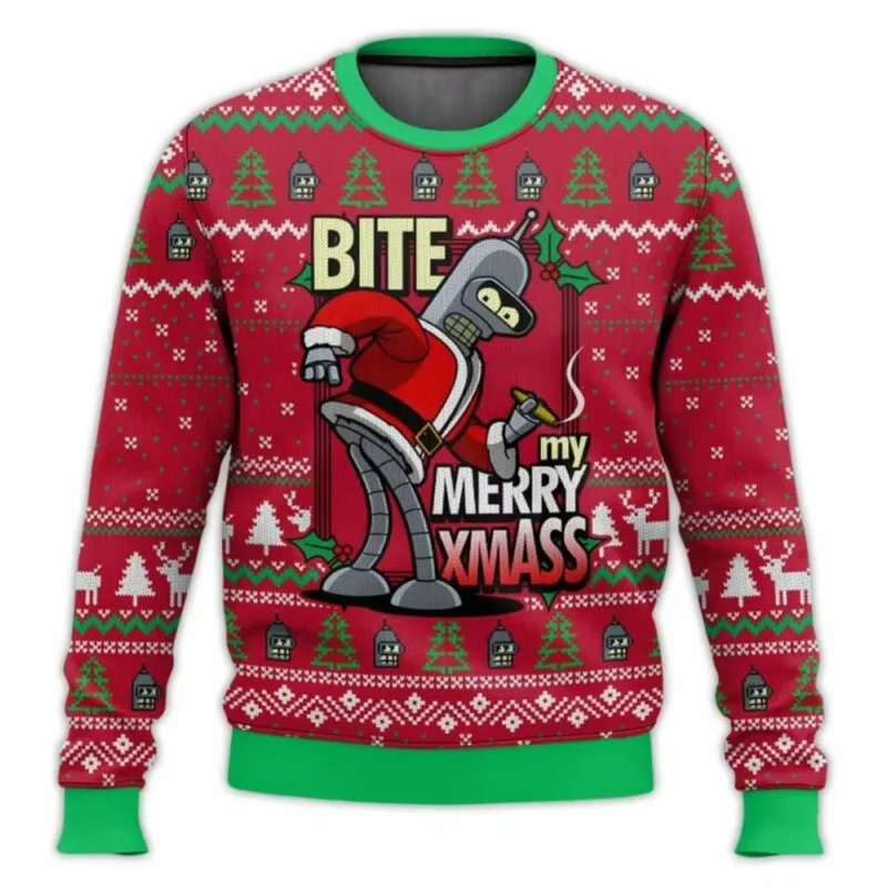 New 2026 Merry Christmas Santa Claus 3D Printed Christmas Sweater Holiday Merry Christmas Autumn Round Neck Pullovers Sweatshirt