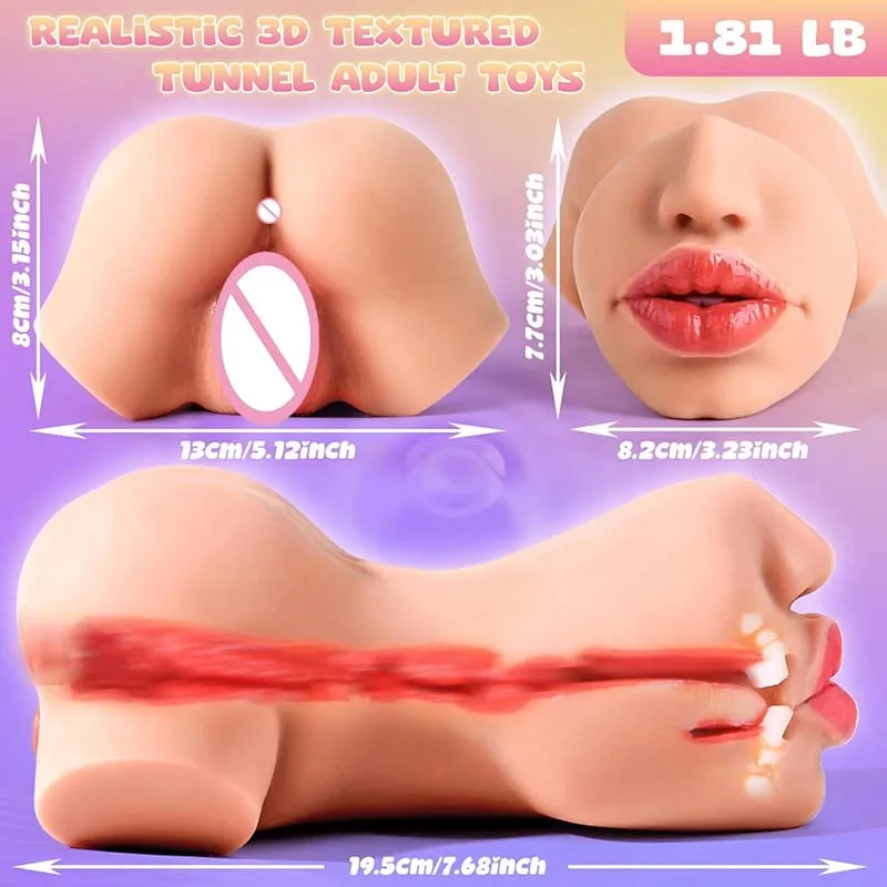Rubber Vagina Ass Deep Throat Male Masturbator Handheld Pocket Pussy Realistic Vaginal Tight Anal Soft 3 in 1 Blowjob Sex Toys