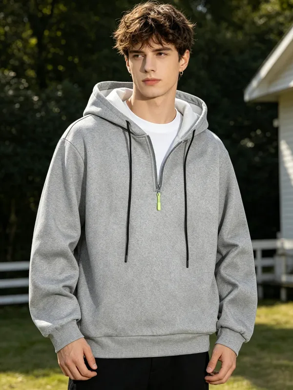Men's Half Zip Hoodie With Personalized Spider Print Street Style Casual Sweatshirt Autumn And Winter Trendy Fitness Commute Top