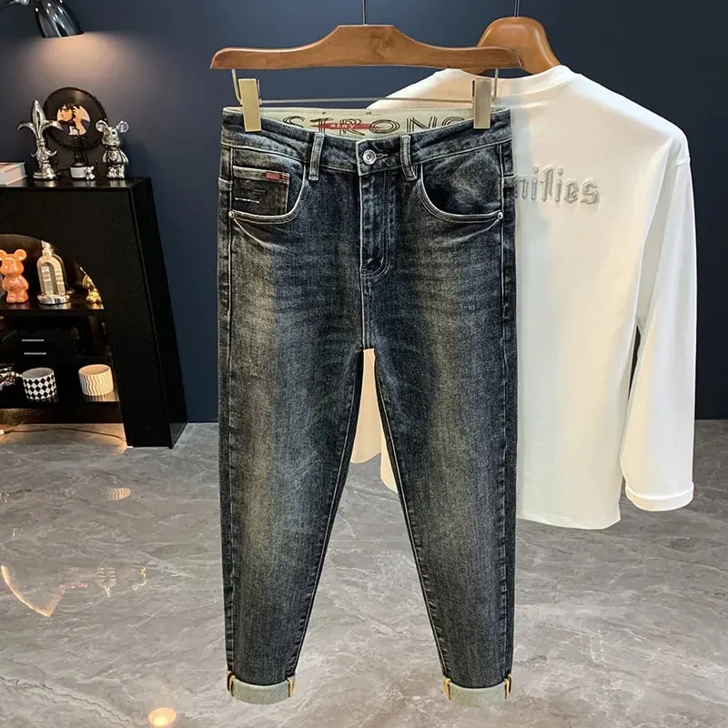 2025 New Micro Haren Conical Jeans for Men's Autumn Trendy Versatile Casual Elastic Loose Small Legged Pants