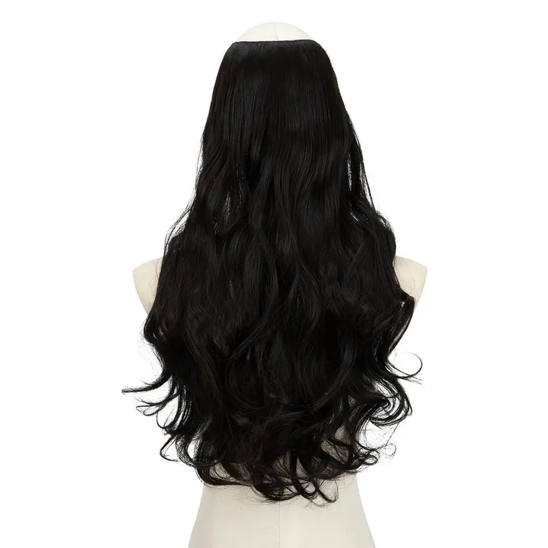 Extension de cheveux synthétiques à Clip en U de qualité supérieure, postiche longue, épaisse et bouclée, Blonde naturelle, faux cheveux résistants à la chaleur pour femmes