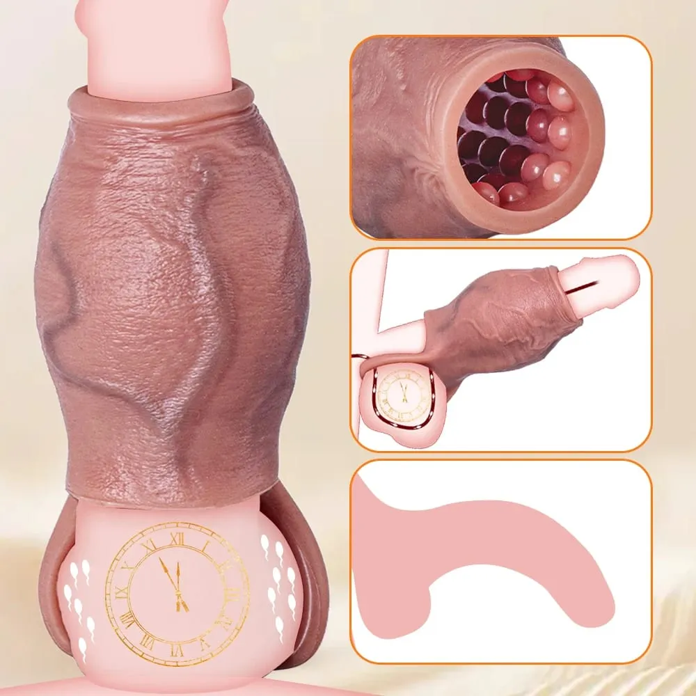 Dick Sleeve Enlargement Lock Sperm Penis Ring Adult Men Sex Toy Enlarged and Thicken Cock Sleeve Soft Silicone Male Sexy Toy 18+