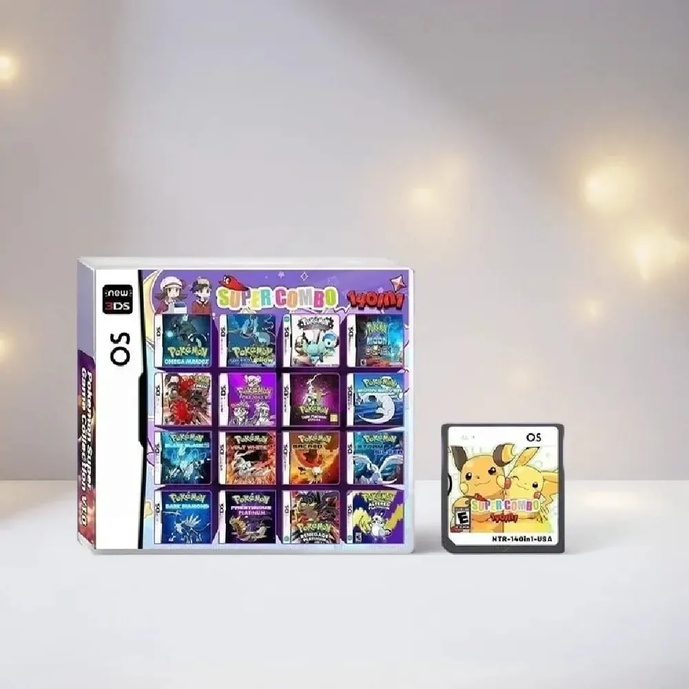 Pokemon 140-in-1 Super Combo V1.0 Retro NDS Video Game Cartridge English Version - Children's Gift Collection