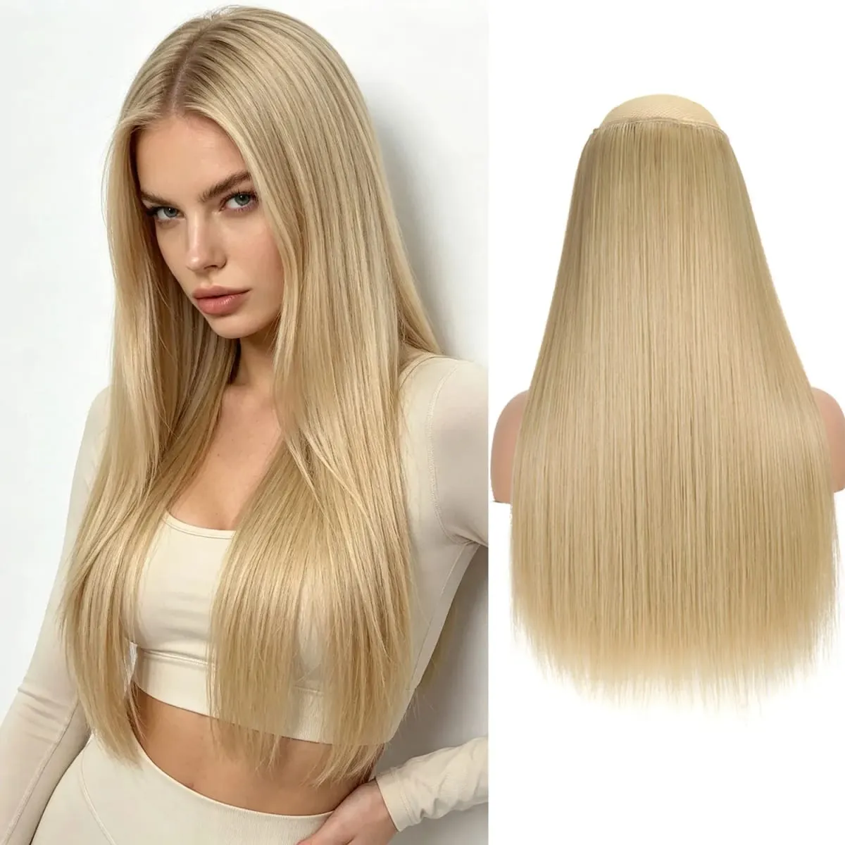 Synthetic 5 Clips in one piece hair extensions 22inch long straight clip in hair for women girls daily party holiday