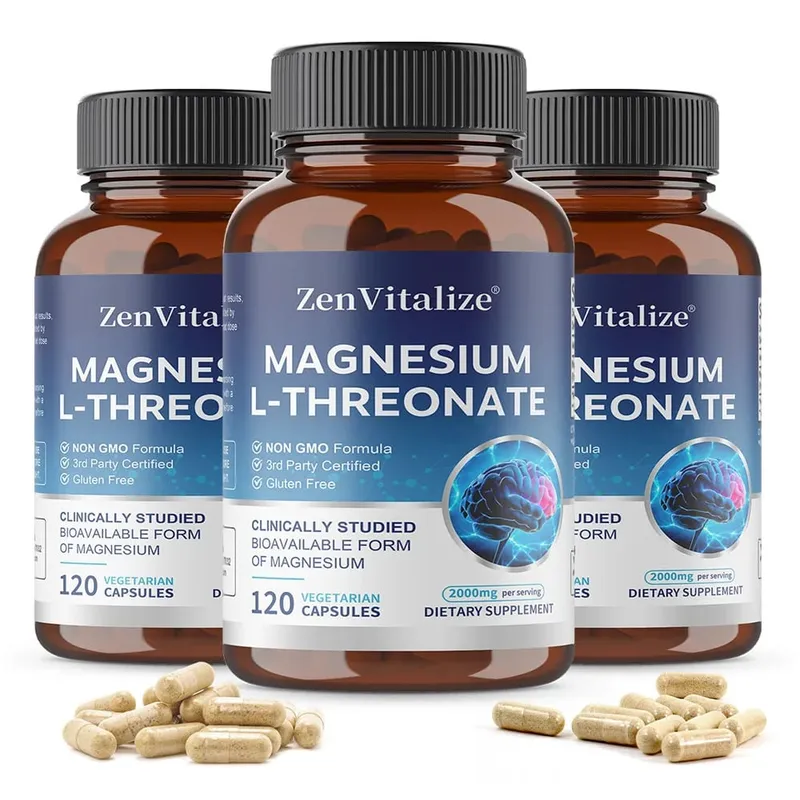 Magnesium L-Threonate - 2000 Mg Supports Memory Focus and Brain Function Supports Quality of Sleep 120 Capsules