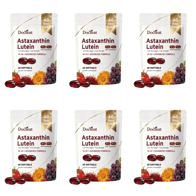 Astaxanthin and Lutein Capsule 60 Count with Grape Seed & Saffron Extract Provide Eye Nutrition Skin and Joint Health Support