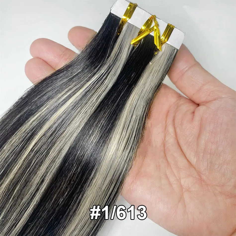 Full Shine Tape In 100% Remy Human Hair Straight Double Sided Blonde Comfortable Silky Natural Tape Ins For Women