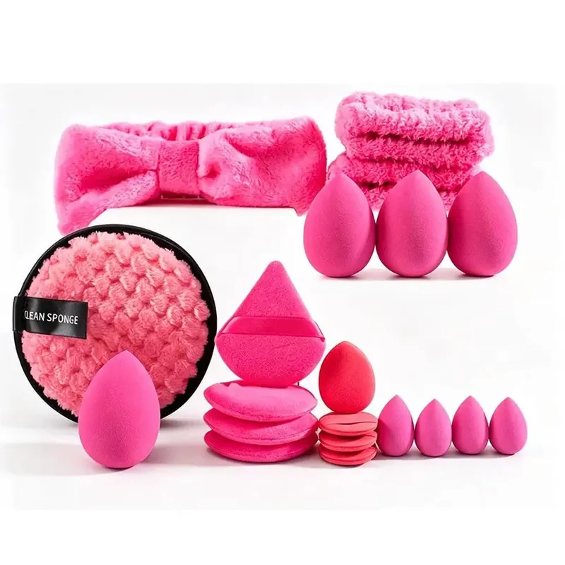 20Pcs Makeup Sponge Set Makeup Blender Triangle Powder Puff Mini Concealer Sponge Face Clean Wash Puff Headband Kit — image 8