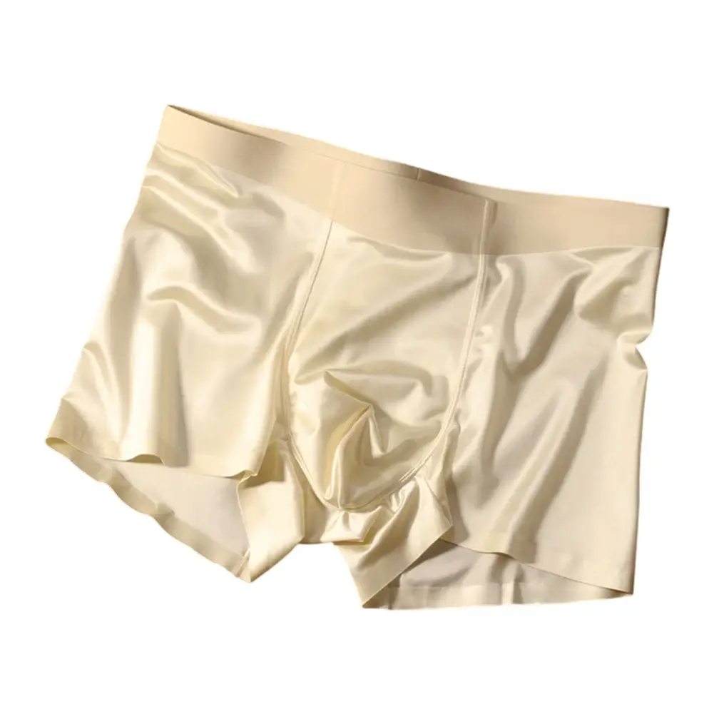1 pezzo boxer da uomo senza cuciture mutandine sul cavallo traspiranti boxer in seta di ghiaccio comodi slip intimi da uomo in raso — image 4