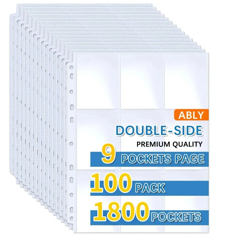 50-250 Pack 9 Pocket Page Protectors Card Sleeves Double Sided Holder Binder Pages Album Fit for YuGiOh MTG Game Sports Cards