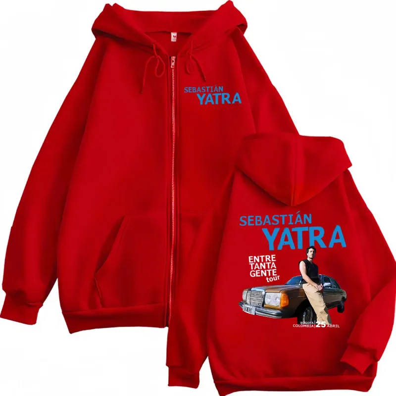 Sebastian Yatra Entre Tanta Gente Tour 2026 Hoodie Men Women Comfort Zip Up Hoodies Retro Street Zipper Sweatshirts Coats Jacket