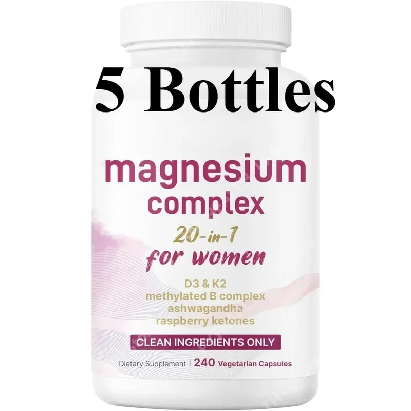 Magnesium Complex for Women Capsules with D3 K2 B12 Biotin & Ashwagandha for Energy Calm & Wellness Support 240 Capsules