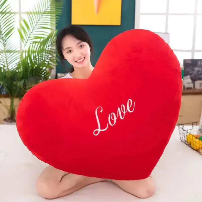New Heart Shape Heart Plush Pillow Pink Color Valentines gift Soft Pillow Red Color Stuffed Pillow Home Decorative