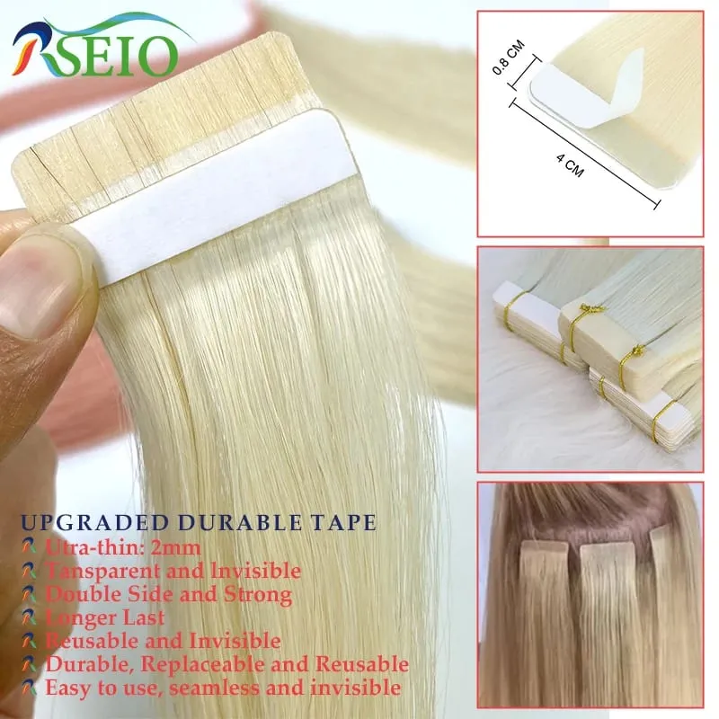Tape In Hair Extensions Human Hair 100% Really Natural Hair Tape Ins Invisible Soft 16"-26" Black Brown Blonde For Salon