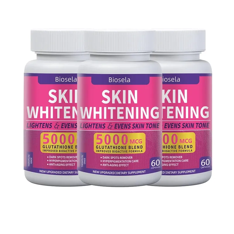 Skin Whitening Pill Skin Lightening Pills - 5000mcg Glutathione Supplement Dark Spots Melasma & Acne Scar Remover 60 Capsules