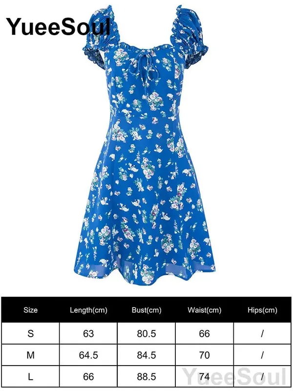 Blue Printed Mini Dress 2026 Summer New Elegant Party Birthday Evening Dresses Y2K Sweet Cute High Street Casual Women Dress