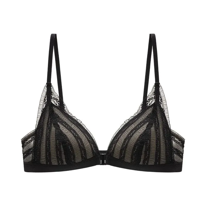 Push Up Bra for Small Breasts - Front Close Lace Bralette Wireless Demi Triangle Cup Sexy Underwear Thin Demi Cup Small Chest