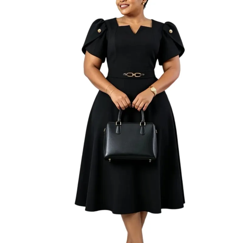 2026 Women's High Waist Elegant Large Size Dress Summer Fashion Casual Elegant Dresses for plus Size Women
