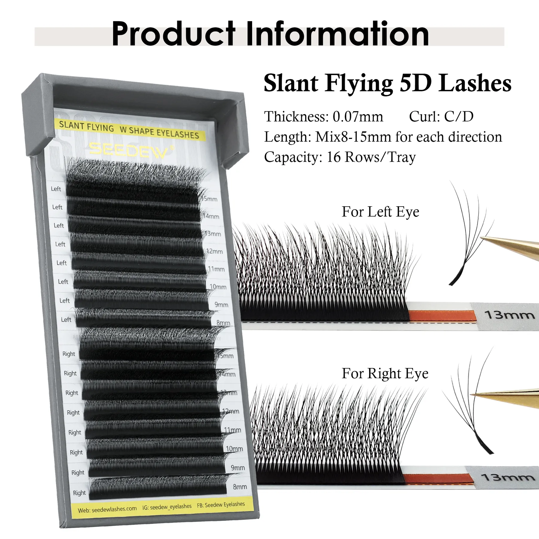 Fox 5D Eyelash Extension W-Shaped Clover Air Serie Cat Eye Volume Fox Eye Lashes Slant Flying False Eyelashes