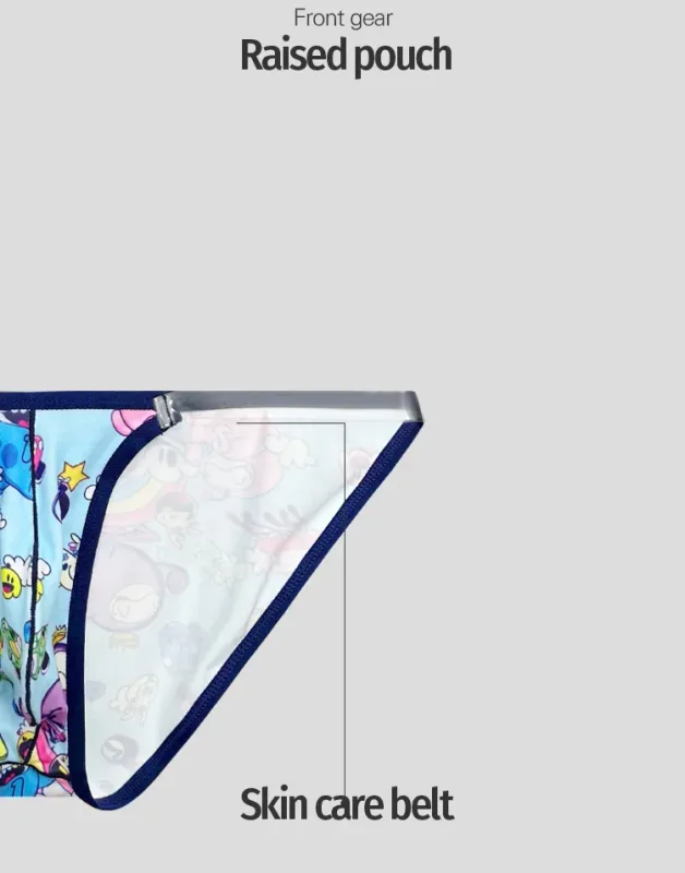 1PCS Volledige Print Cartoon Graffiti Mannen Slips Zachte Stof Brede Tailleband 3D U Pouch Laagbouw Close Fit Heren ondergoed