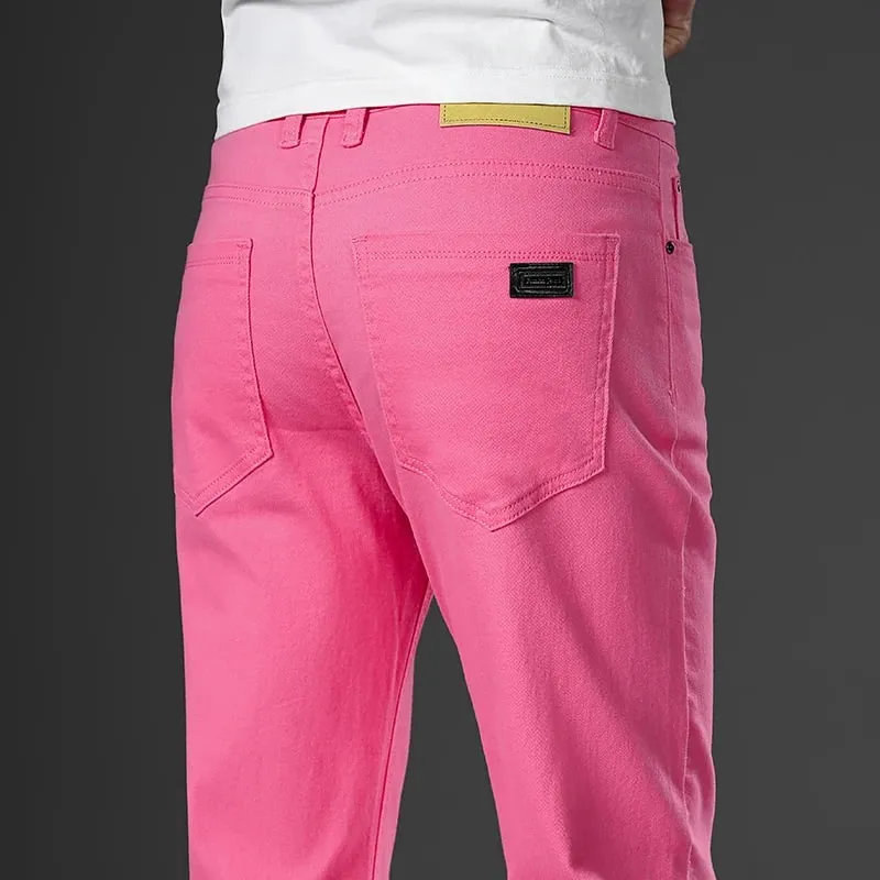 2026 96% Cotton Elastic Cotton Jeans Men's Spring Slim Straight Denim Pants Comfort Large Size Korean Business Casual Trousers