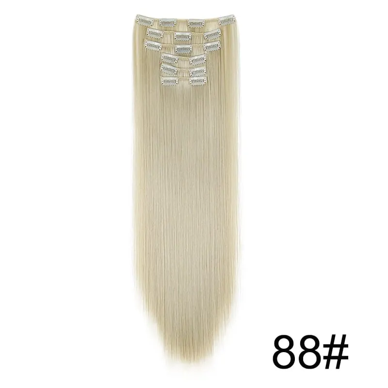 24Inch Synthetic 6pcs/set Long Straight Hair Extension Increasing Volume Extending Soft Comfortable Hairpiece for Women