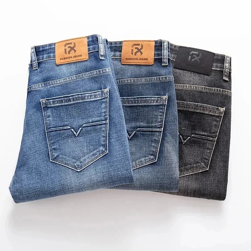 Jean coupe régulière pour hommes, pantalon en tissu Denim extensible bleu clair, Style classique, marque masculine, nouvelle collection printemps été 2026