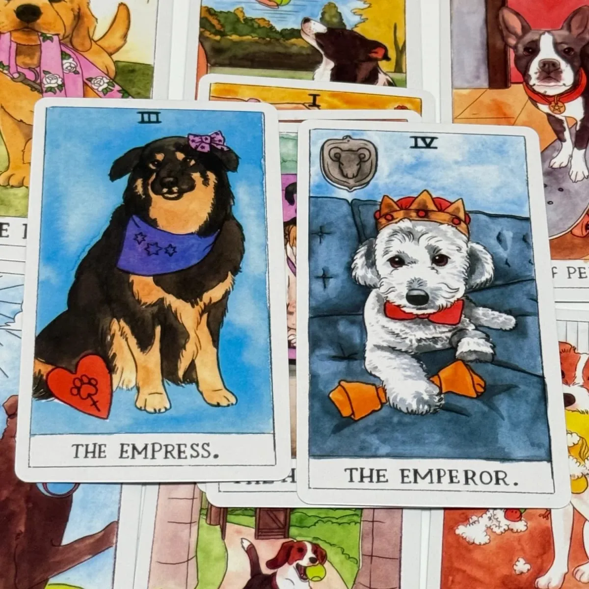 Dog Tarot Deck Cute 78PCS Waite Tarot Cards Canine Watercolor Illustrations - Unique Dog Lover Gift