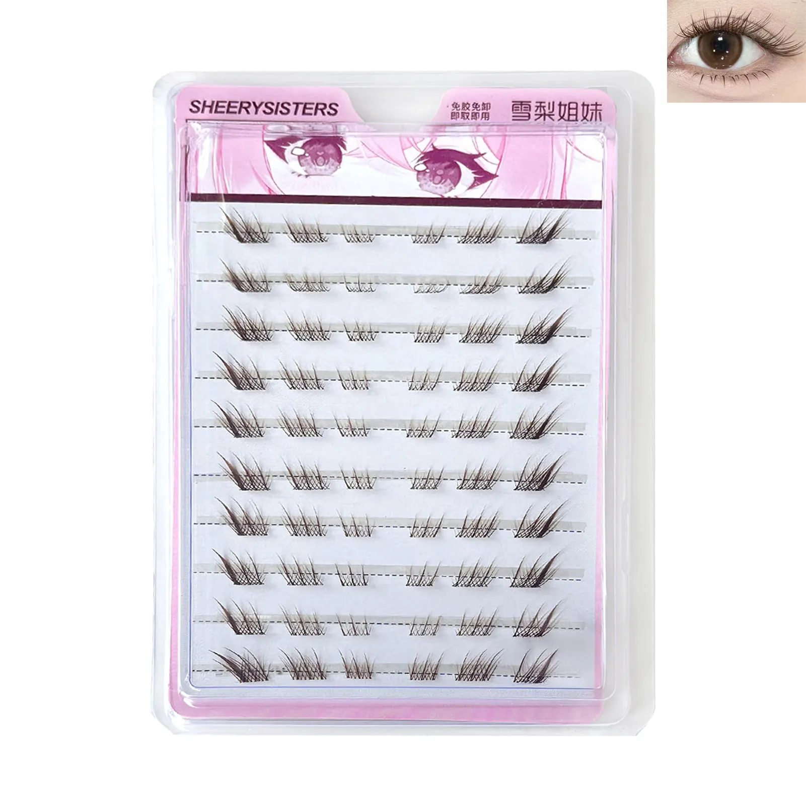 10rows Foxes Style Anime False Eyelashes Natural Curling 8-13mm Spiky Cluster Segmented Eyelash Extensions For Beauty Eye Makeup