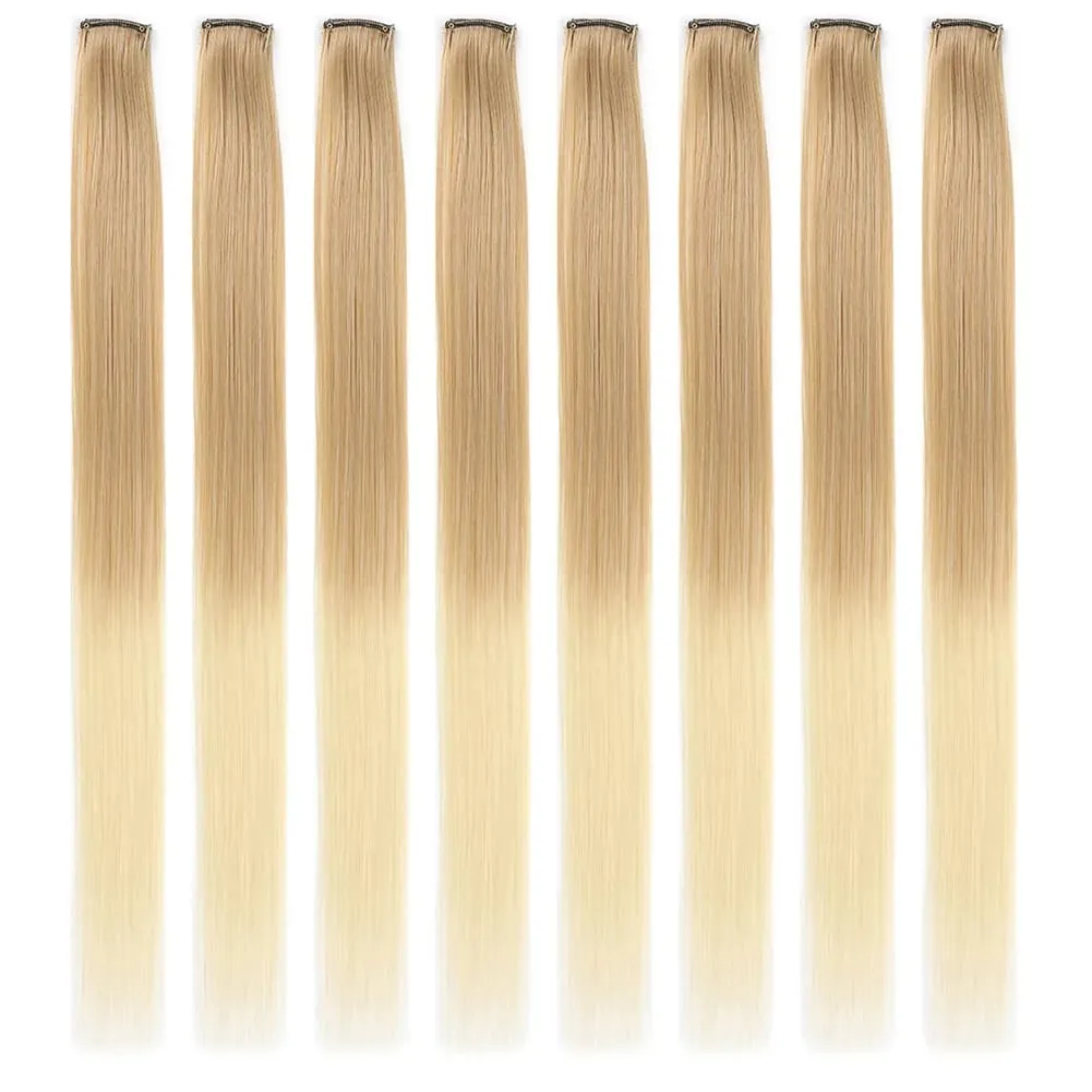 8pcs/pack Colored Party Highlights Clip in Hair Extensions for Girls 22 inches Multi-colors Straight Hair Synthetic Hairpieces