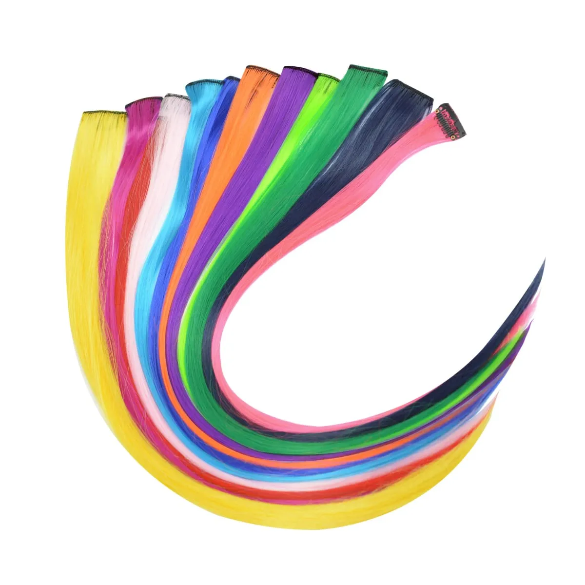 12 Colors Straight Curly Hair Synthetic Hairpieces Clip-In One Piece Pure Color Synthetic Hair Extension Pieces