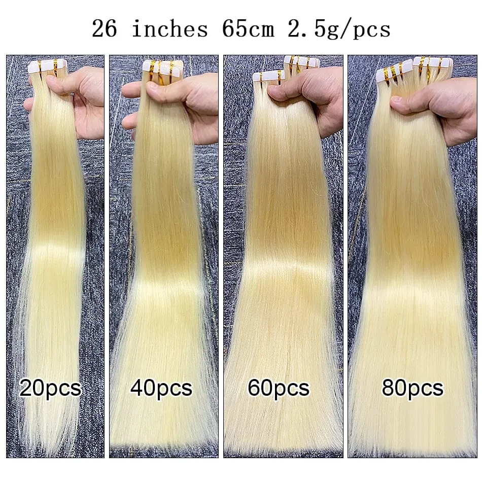 Full Shine Tape In 100% Remy Human Hair Straight Double Sided Blonde Comfortable Silky Natural Tape Ins For Women