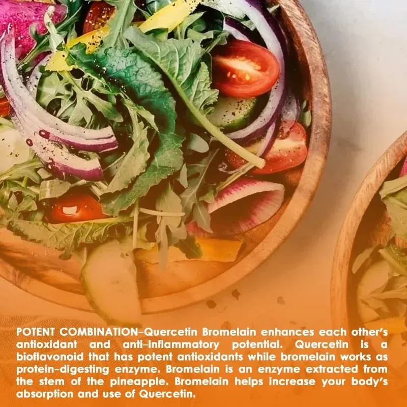 Quercetin Bromelain Immune Support Heart Joint & Respiratory Health Non-GMO Vegan Capsules