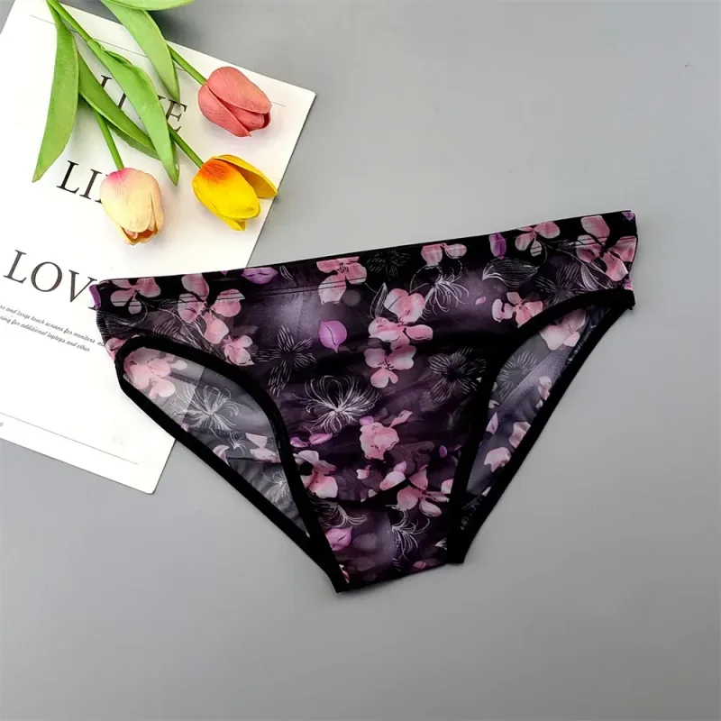 남자 투명한 나일론 팬티 3D 주머니 경량 남성 비키니 속옷 부드러운 쉬어 빠른 건조 스트레치 란제리 XL/XXL/3XL/4XL