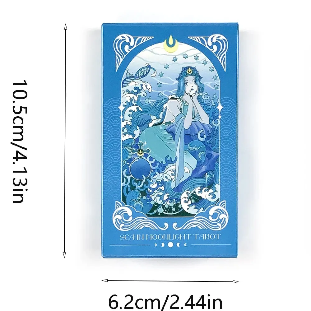 Sea in Moonlight Tarot Cards 78 Card Blue Ocean Mermaid English Version Divination Board Game Card Games & Gift Giving