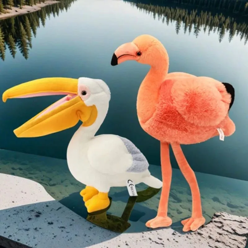 Realistic Plush Waterfowl Toy Red Flamingo White Pelican Plushies Soft Doll Cute Stuffed Animal For Girl Boy Pretty Home Decor — image 2