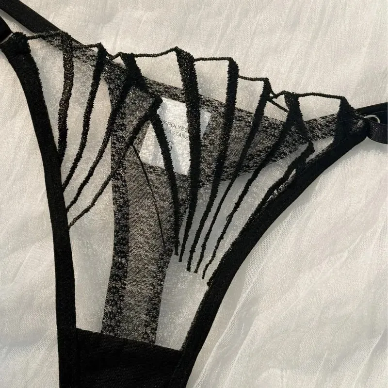 New Women's Bra Set Sexy Lace Mesh Lingerie Set Ultra Thin Breathable Comfortable Lightweight Scallop Transparent Lingerie Set