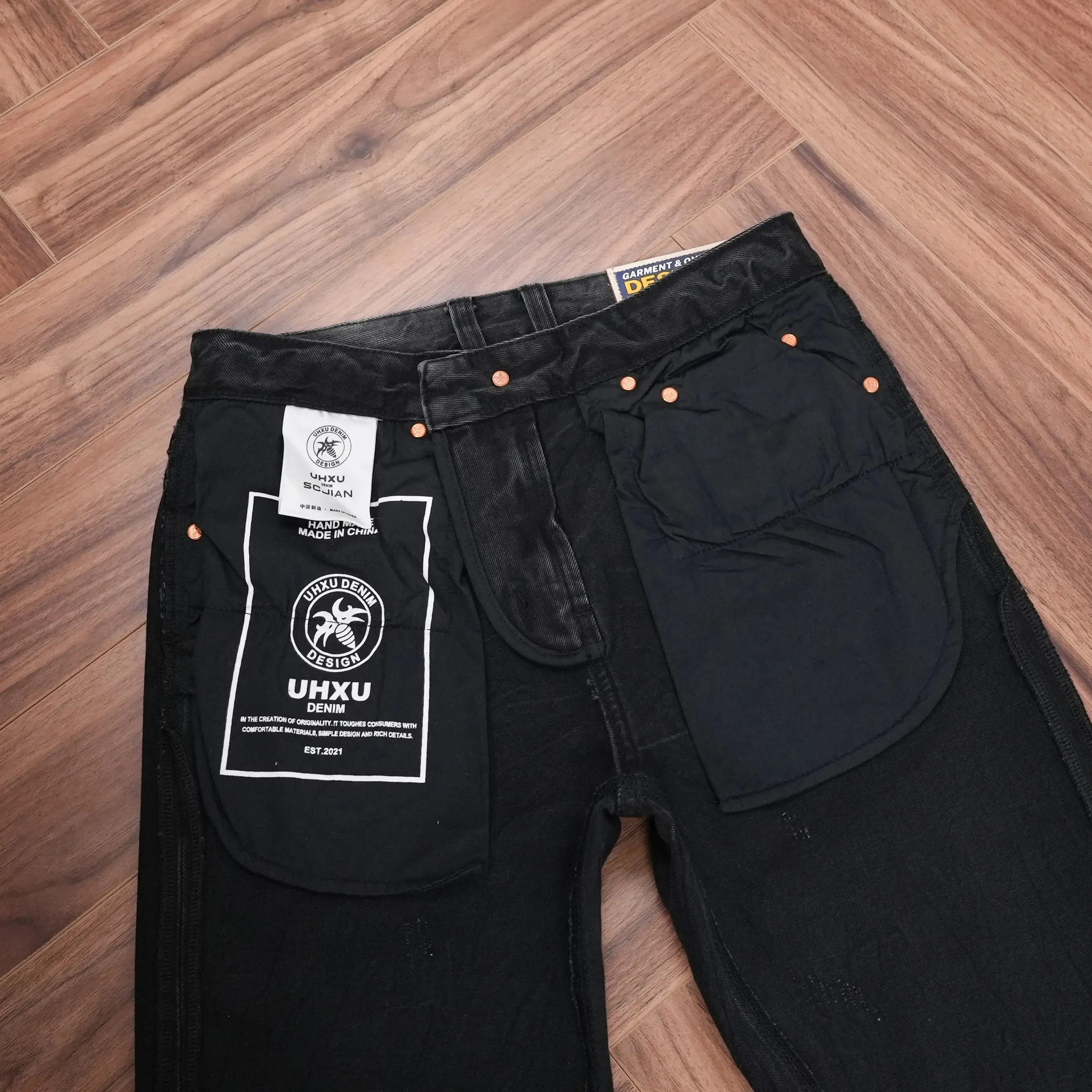 High Quality Spring Washed Blackgray Denim Jeans for Men Ripped Hole Distressed Design Regular Straight Comfortable Casual Pants