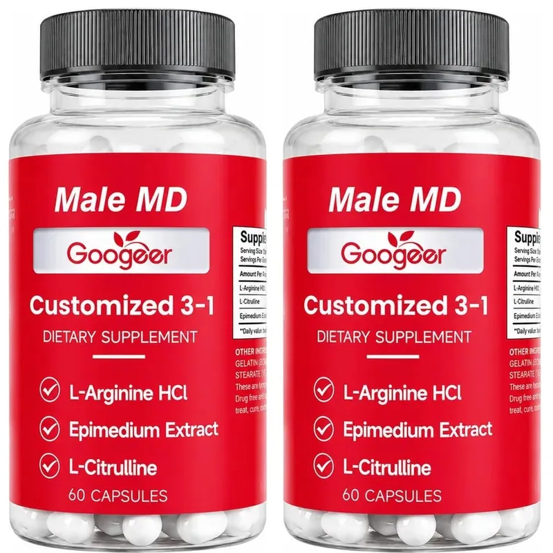 Googeer Male MD Capsules with L-Arginine HCl L-Citrulline and Epimedium Leaf Extract Circulation Vitality Support 60 Count