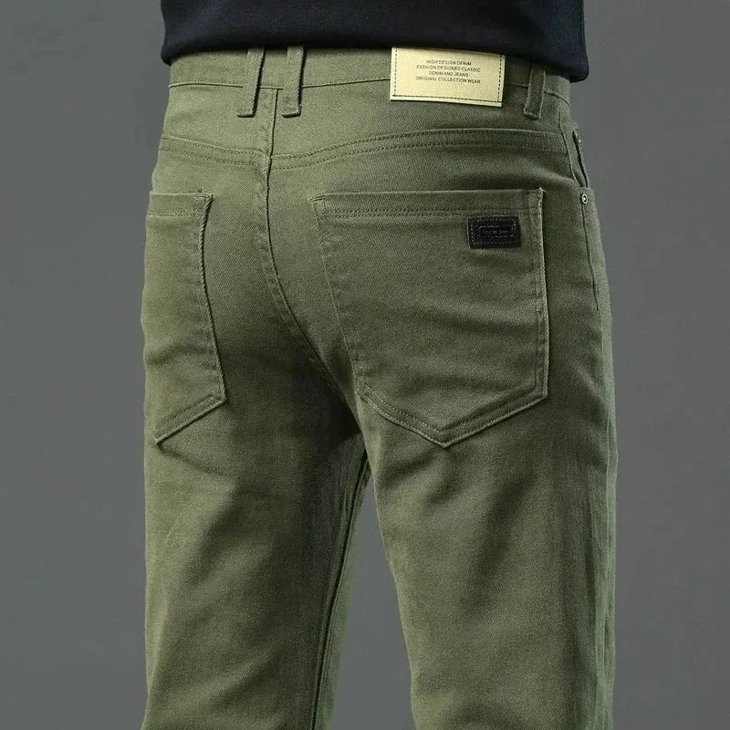 Pantaloni di jeans elasticizzati casual da lavoro dritti alla moda Pantaloni di marca maschile 5 colori Taglie forti Abbigliamento da uomo Jeans slim 28-44