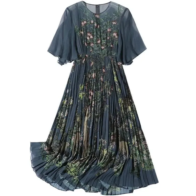 2026 Women Boho Floral Chiffon V-Neck Midi Dress Summer Fashion Light Casual Beach Sundress Korean Elegant Bodycon Party Dresses
