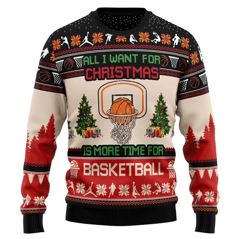 New 2026 Ugly Christmas Sweater Men Santa Claus Pattern Pullovers Women 2026 New Year Merry Christmas Crew Neck Sweatshirts