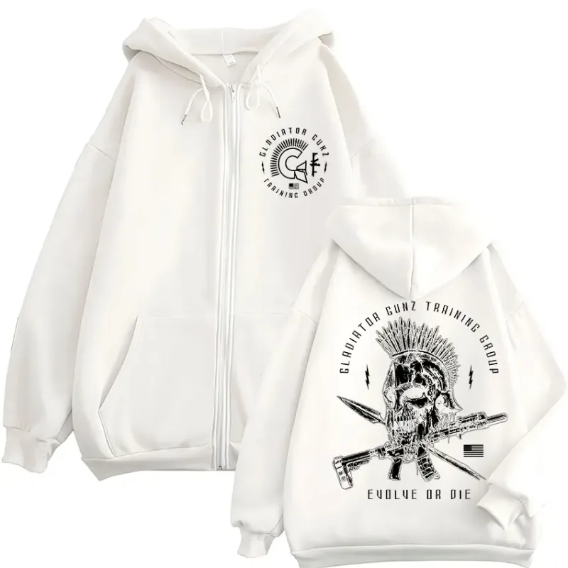 Til Valhalla Warrior Spirit Battleborn Military Grunt Skeleton Zipper Hoodies Men Clothing Long Sleeve Zip Up Hooded Sweatshirts