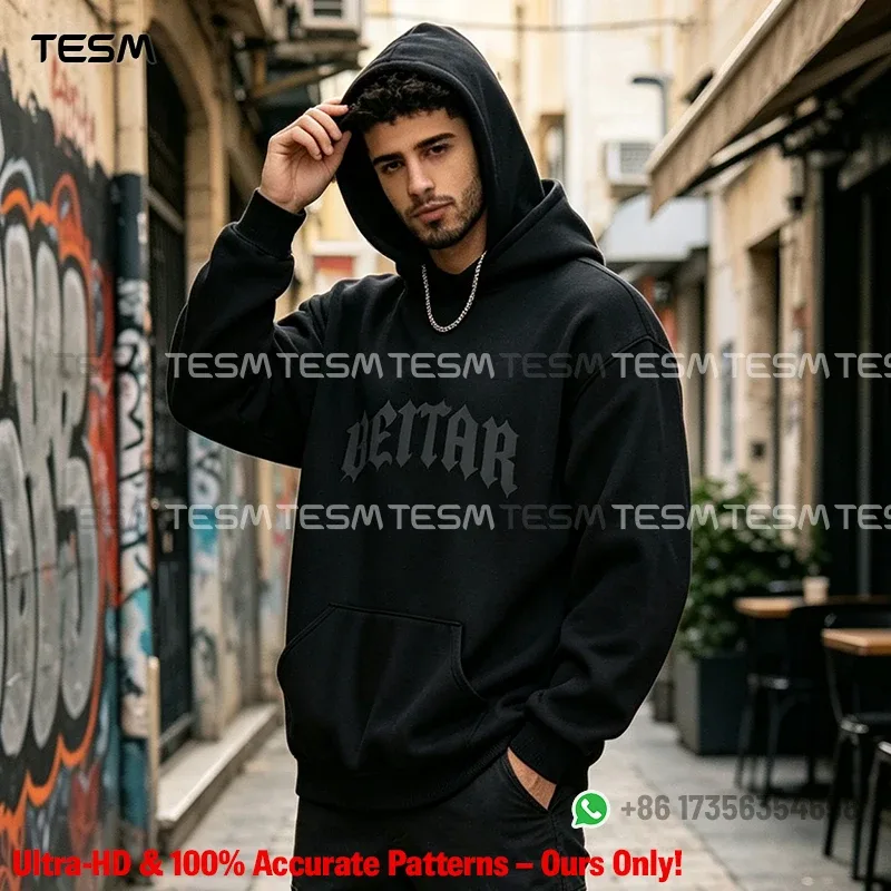 Men Beita Gothic Font Print Hoodie Oversized Street Hip Hop Pullover Sweatshirt Casual Long Sleeve Hooded Sweatshirts Men Women