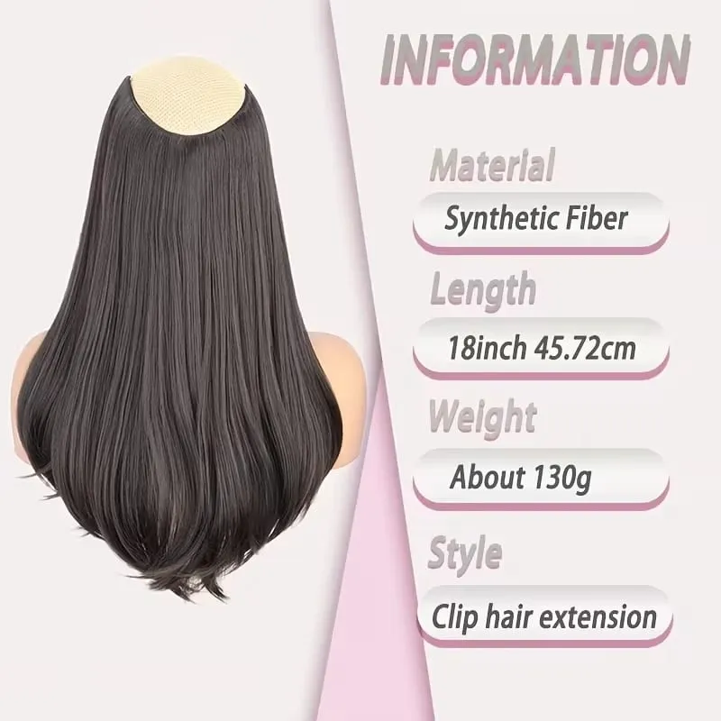 18Inch Synthetic Long Straight Hair Extension 4 Clips Increase Volume Heat-resistant Fake Fashion Hairpiece for Women Daily