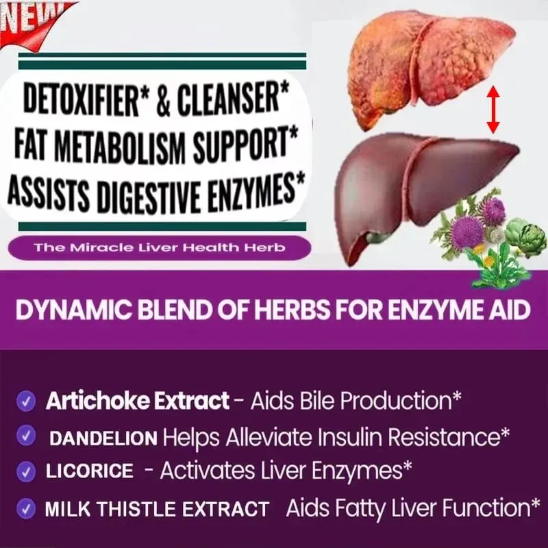 Liver Detox & Cleanse Capsules พร้อม Milk Thistle สนับสนุนการกำจัดสารพิษ การย่อยอาหารและสุขภาพไต สารต้านอนุมูลอิสระและสารล้างพิษ