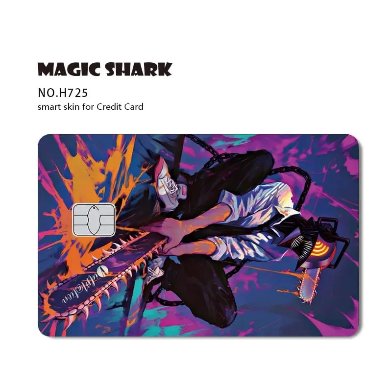 1pc Front Cool Anime Evil Holographic Laser Shinny Film Skin Sticker Cover for Debit Bank Credit Card