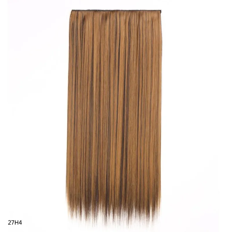Long Straight Hair Clip In Hair Extension 5-Clips One Piece Natural Looking Synthetic Hairpiece for Women Ladies Daily Use